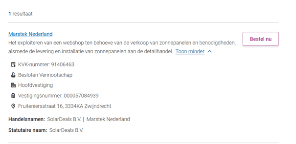 Marstek.nl ingeschreven handelsregister